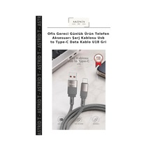 Ofis Gereci Günlük Ürün Telefon Aksesuarı Şarj Kablosu Usb To Type-c Data Kablo U18 Gri