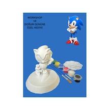 3d Sonic Figür Boyama Seti - Kendin Boya Hobi Ve Etkinlik Seti - Akrilik Boya + 2 Fırça