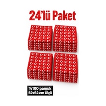 Herşeynota 24 Lü Ay Yıldız Desenli Kırmızı %100 Pamuk 52x52 Cm Fular Bandana Seti Çok Renkli
