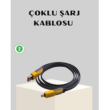 65w Çoklu Şarj Kablosu 4 Ü 1 Arada Örgülü Hızlı Veri Aktarım Usb-c Usb-a