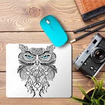 Baykuş Mavi Gözlü Baskılı Mousepad Mouse Pad