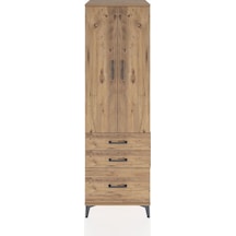 Hyperion Dolap 4 Raflı 3 Çekmeceli 2 Kapaklı 60x44x195 Çam-çam Çam