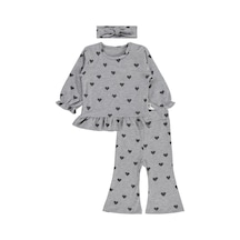 Civil Baby Kalp Baskılı 6-18 Ay Takım - Gri Grımelanj