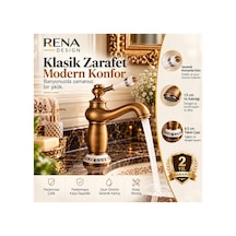 Rena Design Rustik Antik Lavabo Bataryası Banyo Musluğu Eskitme Porselen Işleme Armatür Otantik Bakır Retro Antik Eskitme