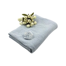 Açık Mavi Bebek Yenidoğan Yumuşak Sıcak Pamuk Düz Renk Örme Tığ Dikdörtgen Battaniye Açık Mavi