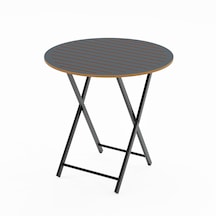 Katlanır 4 Kişilik Yuvarlak Bahçe Masası Bistro Masa 70x70 Füme 1
