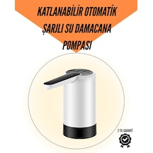 Şarjlı Su Pompası 8000mah Cam Damacana Uyumlu Tek Tuşla Kontrol Usb Şarjlı Otomatik Dolum - Lisinya Gümüş