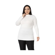 Disentis Büyük Beden Yarım Balıkçı Uzun Kollu Viskon Ekru Body-ekru Ekru