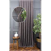 Evdepo Home Soft Koyu Gri Fon Perde Tek Kanat Gri