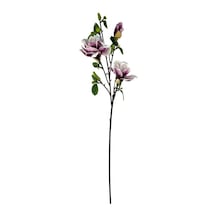 Yapay Çiçek Eva Açık Mor Manolya 3 Çiçekli Uzun Dal 90cm Gerçeksi Doku Mor