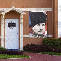 Üniformalı Kalpaklı Gazi Mustafa Kemal Atatürk - Ay Yıldızlı Poster - Bayrak 100x150 Cm 1