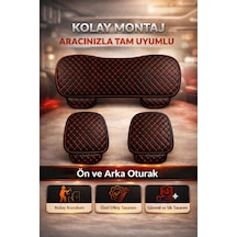 Toyota Rav4 2006 Ve Sonrası Uyumlu 3 Parça Deri Oturak Minder Siyah - Turuncu