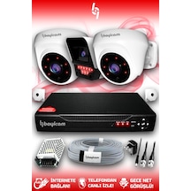 Bayicam 3 Kameralı Süper 2 İç Kamera Set HDD'siz 5 MP 2K Net Gece Görüşlü Güvenlik Kamerası Sistemi