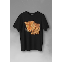 Leopard Face Çıta Lepoar Yüzü Lion Head Baskılı Tişört Unisex T-shirt 001