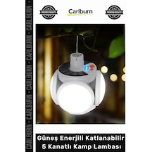 Kamplambası Usb Şarjlı Güneş Enerjili Katlanabilir Taşınabilir 45 Led Solar 5 Kanatlı Kamp Lambası Çok Renkli