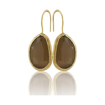 Kadir Jewellery 22 Ayar Altın Kaplama Fosil Taşlı Küpe -el İşçiliği Ve Hipoalerjenik Küpe Kahverengi 96959621
