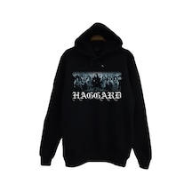 Haggard Baskılı Unisex %100 Pamuk Siyah Kapüşonlu Sweatshirt Siyah