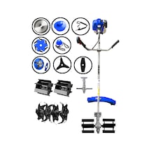 Dragro DRG-9PR Mavi PRofesyonel 9 Parça 2 Zamanlı Yan Tipi Benzinli Motorlu Tırpan Ot Çim Biçme Kesme Makinesi Çift Çapa