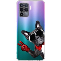 Oppo A94 İle Uyumlu 1mm Slim Fit Köpek 2 050e Baskılı Şeffaf Kılıf Şeffaf