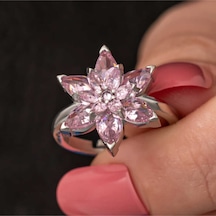 Casera's Gümüş Pembe Lotus Çiçeği Kadın Yüzük Csr2185614 Gümüş