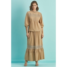 Kloş Kahverengi Vual Etek Kahverengi