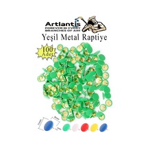 Yeşil Raptiye 100 Adet 1 Paket Renkli Pvc Kaplı Başlıklı Raptiye Plastik Yuvarlak Düğmeli Raptiye Pano Okul Ofis Büro