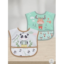 Set Kısa Kollu Bağlamalı Ayarlanabilir Sıvı Geçirmez Aktivite ve Mama Önlüğü Çok Renkli 2'li