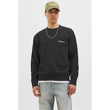 Jack & Jones Jjedover Prınt Sweat Crew Siyah Erkek Sweatshirt 000000000102352989 Siyah
