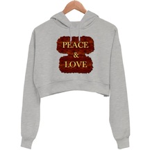 Peace Love Kadın Crop Hoodie Kapüşonlu Sweatshirt