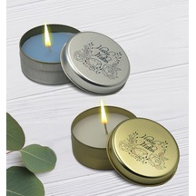 Bk Gift Kişiye Özel Çift Tasarımlı Silver Ve Gold Metal Kutuda Kokulu Mum Hediye Seti - 5, Ev Hediyesi, Sevgiliye, Arkadaşa Hediye, Kokulu Mum Sarı