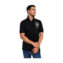 Arma Ar-ma Erkek Polo Yaka Tişört Resim Baskili Örme Kumaş Büyük Beden %100 Pamuk 30/1 Çift Toplama Penye Pike K30374870902 Siyah-s1