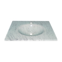 Cam Lavabo Mermer Desen Gümüş 100 x 56 CM