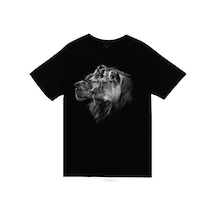 Stoned&Fame Aslan Kaplan Baskılı T-shirt SIYAH