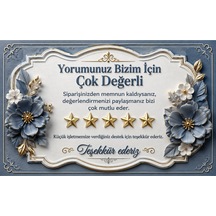 3d Çiçekli Tasarım Yorum Kartı Sipariş Teşekkür Kartı Küçük Işletme Kartı - Mavi - 133