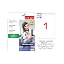 Tanex TW-2100 210x280mm Kuşe Laser Etiket 100 Lü Paket