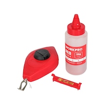 Workpro Wp329019 Çizim İpi Seti 115gr Kırmızı Çizim İpi Boyası + Mini Su Terazisi + 30m Çizim İpi