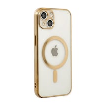 Apple İphone 14 Plus Kılıf Magneticsafe Lazer Silikon - Gold