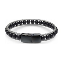 Fm Oniks Doğaltaş Ve Çelik Halat Örme Bileklik 31832b2dh1 Siyah