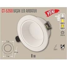 8 W Sıva Altı Cob Led Beyaz Kasa Spot Gömme Tavan Armatürü 3 Renk Beyaz