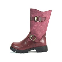 Pinky Hakiki Deri Bordo Fermuarlı Kız Çocuk Çizme 26-30 Bordo