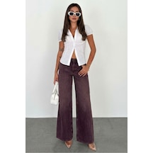 HLT Jeans Açık Bordo Kadın Wide Leg Jean %100 Pamuklu Yüksek Bel Palazzo Kot Pantolon Angel-2056