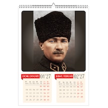 2027 Mustafa Kemal Atatürk Duvar Takvimi-a3 Ebat-6 Sayfa Fotoğraf Kağıdına Baskılı-atatürk İmzalı Pvc Kapaklı Diğer