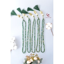 Hediyelik Mevlitlik Kristal Tesbih 99'lu Lale İmameli 5 Adet Yeşil