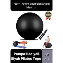Premium Mini Gymball 20cm Jimnastik Denge Fitness Spor Şişirme Pompası Siyah Pilates Topu