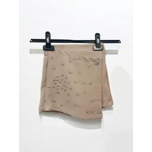 Kız Çocuk Taş İşlemeli Şort Etek-14394 Vizon