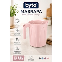 1,5 Litre Plastik Maşrapa Ergonomik Saplı Dayanıklı Çok Amaçlı Su Maşrapası, Banyo, Mutfak Ve Ev Kullanımı İçin Pembe