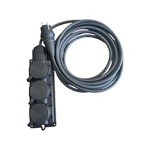 3'lü Grup Priz%100 Bakır Kablo 3x2.5mm Ip44 Sertifikalı Isıtıcı, Şantiye, Ağır Akıma Uygun Siyah, 30 Metre Standart