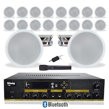 18 Li Tavan Hoparlör Seti Bluetooth Anfi + El Mikrofonlu Ses Sistemi
