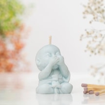 Bilmiyorum Buddha Temalı Doğal Soya Mum Mavi