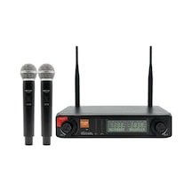 Rose R-702-ee Uhf Kablosuz Telsiz Çift El Mikrofon 2x48 Kanal